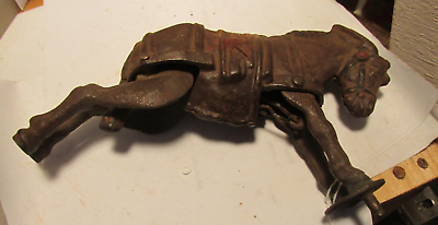 #ad antique cast iron donkey spring loaded kicking type from machinal bank? 7quot; long $22.00