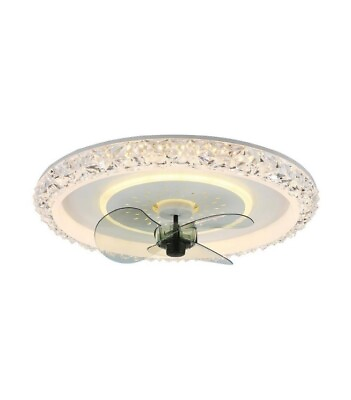 #ad Bella Depot 20in Indoor Crystal White Ceiling Fan w Integrated LED Light 6 speed $53.99