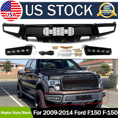 #ad Front Bumper For 2009 2014 Ford F150 F 150 Steel Black Raptor Style W LED Lights $312.31