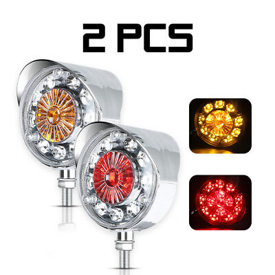 2pc LED Double Face Side Marker Brake Turn Signal Semi Truck Fender Round Lights $34.19