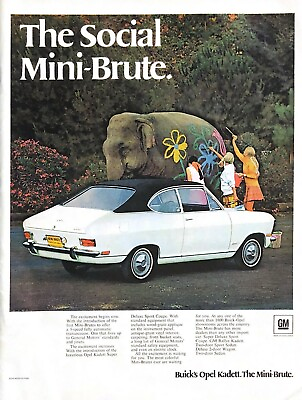 #ad 1968 Buick Opel Kadett Vintage Print Ad The Social Mini Brute Super Deluxe Coupe $11.99