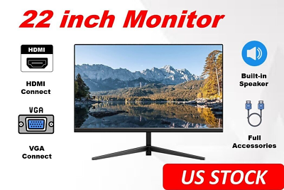 #ad #ad Computer Monitor 22 Inch FHD 1080P Thin LED Monitor Built in Speaker Eye Care $68.00