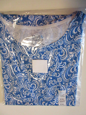 #ad Short Sleeve Women#x27;s T Shirt Top XXL Croft amp; Barrow 100% cotton Blue white NWT $12.99