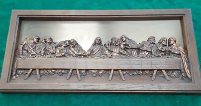 #ad vtg Mid Century Modern JESUS The Last Supper COPPERCRAFT GUILD Wall Plaque $30.00
