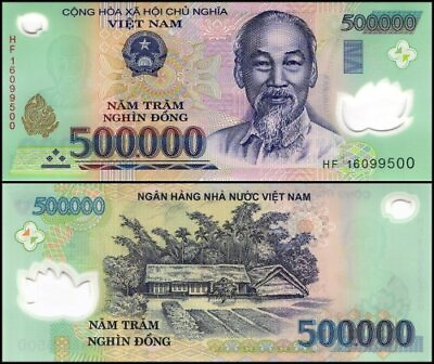 #ad 1000000 Vietnamese Dong 2 X 500K VND Polymer Notes 1 Million Bolivar FREE $65.95