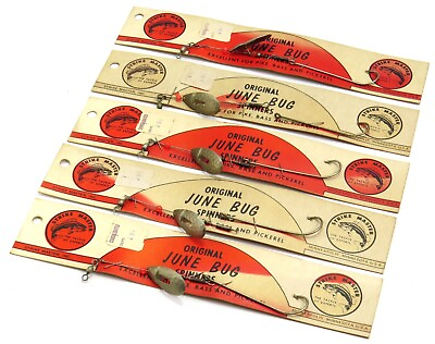 #ad Strike Master Original June Bug Spinner Vintage Fishing Lures on Cards Lot of 5 $29.95